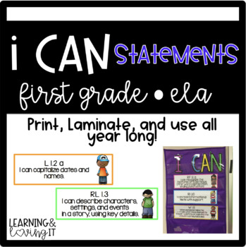 Preview of ELA I CAN statements COMMON CORE First Grade