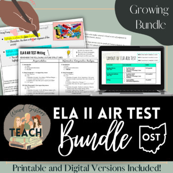 Preview of ELA II AIR Test/OST Test Prep, Review, Rubrics, and MORE--Growing Bundle