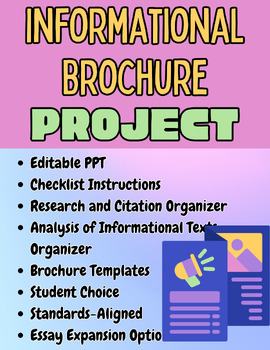 Preview of ELA Informational Brochure Project, Informational Text Analysis & Essay Practice