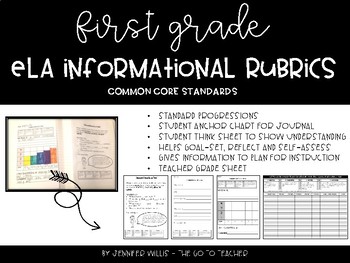 Preview of ELA Informational Rubrics for First Grade