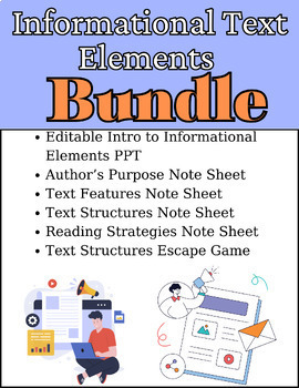 Preview of ELA Informational Text Elements BUNDLE, Nonfiction Text Elements Lesson/Notes