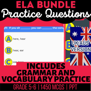 Preview of ELA Interactive Review Nouns, Verbs, Adjectives, Context Clues UK/AUS English