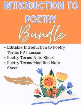 Preview of ELA Introduction to Poetry Bundle, Editable Poetry Lesson & Note Sheets