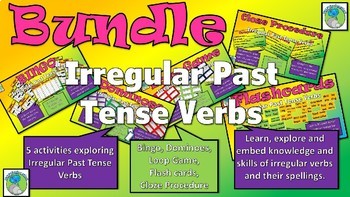 Preview of ELA Irregular Verbs - past and present tense - Bundle of five activities