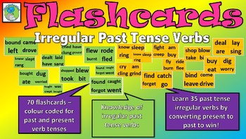 Preview of ELA Irregular verbs flashcards - past tense and present tense (70 cards)
