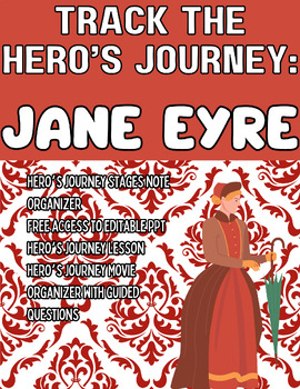 Preview of ELA Jane Eyre Hero's Journey Notes & Track the Journey Movie/Book Organizers