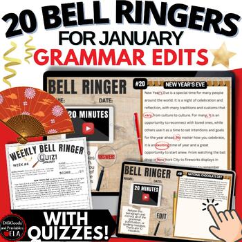 Preview of ELA January Morning Work Language Arts Bell Ringers Grammar Activities NEW YEAR