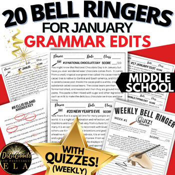 Preview of ELA January Morning Work Language Arts Bell Ringers Grammar Do Now  NEW YEAR