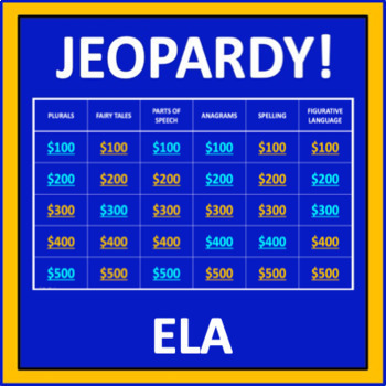 Preview of ELA Jeopardy - an interactive language arts game