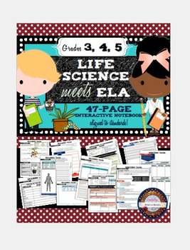Preview of Interactive Science Notebook Grades 3-5 ELA & LIFE Science Blended Tasks