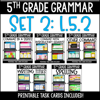 Preview of 5th Grade Digital Grammar Activities: Set 2 - L.5.2 (with Printable Task Cards)