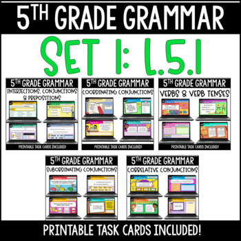 Preview of 5th Grade Digital Grammar Activities: Set 1 - L.5.1 (with Printable Task Cards)