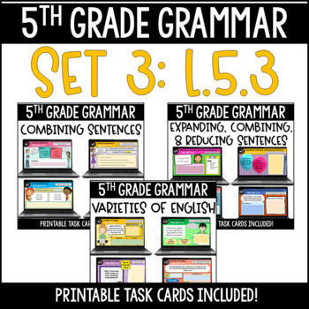 Preview of 5th Grade Digital Grammar Activities: Set 3 - L.5.3 (with Printable Task Cards)