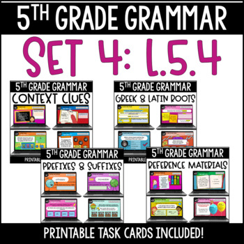 Preview of 5th Grade Digital Grammar Activities: Set 4 - L.5.4 (with Printable Task Cards)