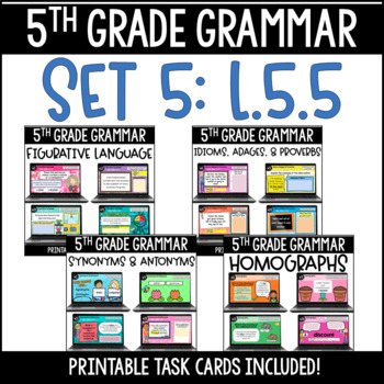Preview of 5th Grade Digital Grammar Activities: Set 5 - L.5.5 (with Printable Task Cards)