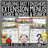 ELA Literacy Early Fast Finisher Activities Choice Boards 