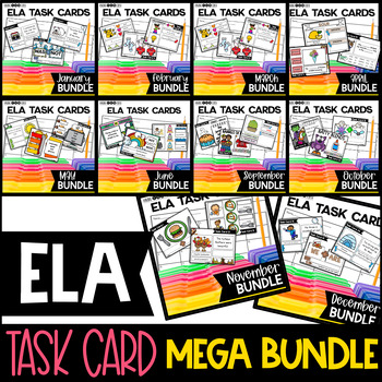 Preview of ELA Literacy Grammar Task Cards Year Long MEGA BUNDLE Centers