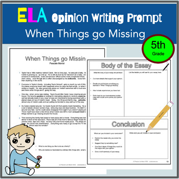 Preview of ELA Literature,  Opinion Prompt, enrichment, homeschool, test prep, grammar