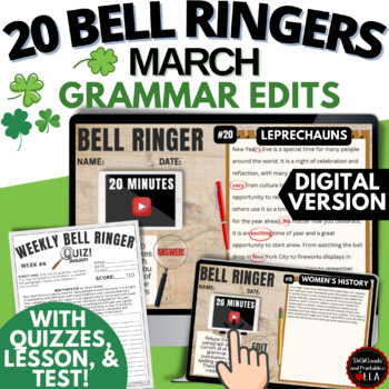 Preview of ELA MARCH Morning Work Language Arts Bell Ringers Grammar Bellringers