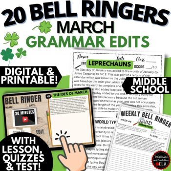 Preview of ELA MARCH Morning Work Language Arts Bell Ringers Grammar Bellringers