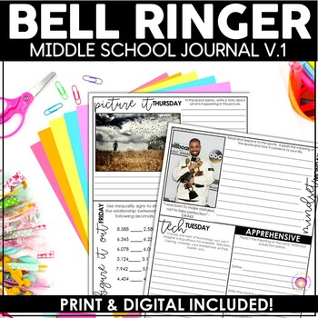 Preview of ELA & MATH Bell Ringer Journal Vol. 1, Upper Elementary Paper, Digital, Editable