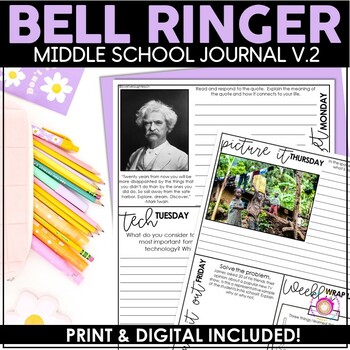 Preview of ELA & MATH Bell Ringer Journal Vol.2 | Upper Elementary Paper, Digital, Editable