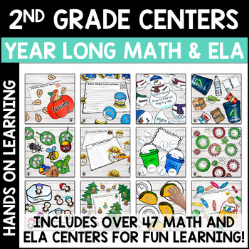 Preview of Math and Reading Center Activities for Fall | Winter | Spring | Summer Bundle