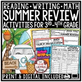 ELA Math Reading Summer Review Packet Writing Prompts 3rd 