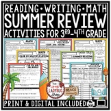 3rd 4th Grade Summer Review Packet Writing Prompt Summer S