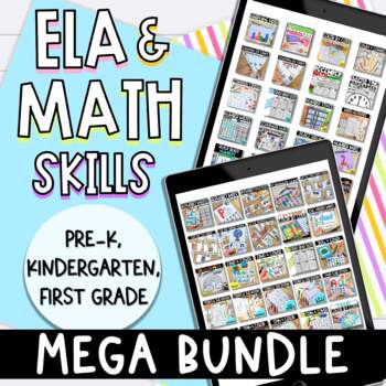 Preview of ELA & Math Skills Centers Mega Bundle | Pre-K, Kindergarten, and First Grade