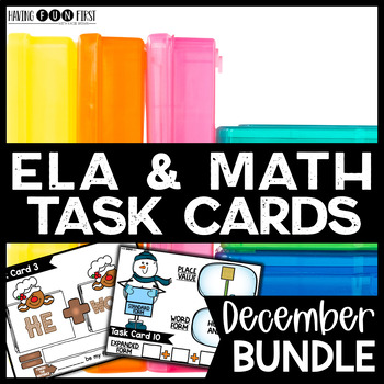 Preview of ELA Math Task Cards Centers Fast Finisher Morning Work BUNDLE December