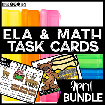 Preview of ELA Math Task Cards Centers Fast Finisher Morning Work BUNDLE APRIL