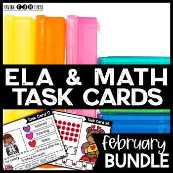 Preview of ELA Math Task Cards Centers Fast Finisher Morning Work BUNDLE FEBRUARY