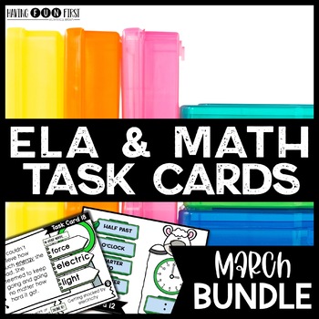 Preview of ELA Math Task Cards Centers Fast Finisher Morning Work BUNDLE MARCH