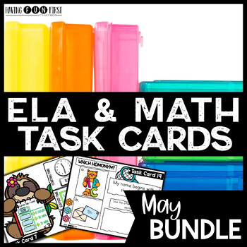 Preview of ELA Math Task Cards Centers Fast Finisher Morning Work BUNDLE MAY