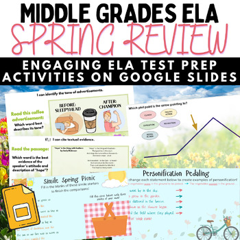 Preview of ELA Middle Grades Spring Test Prep Activities | Middle Grades ELA Review