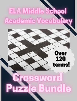 Preview of ELA Middle School Academic Vocabulary Crossword Puzzle Bundle