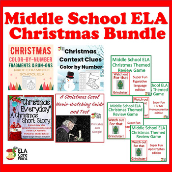 Preview of ELA Middle School Christmas Bundle