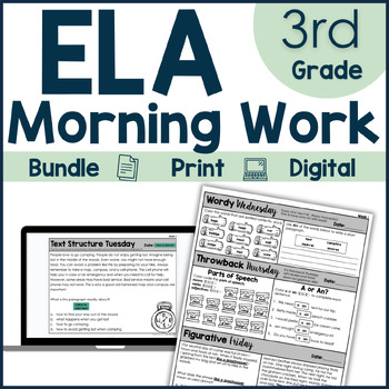 Preview of ELA Morning Work 3rd Grade I Printable I Google Apps