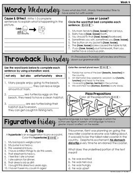 ela morning work 4th grade may by the literacy loft tpt