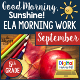 ELA Morning Work 5th Grade {September} I Distance Learning