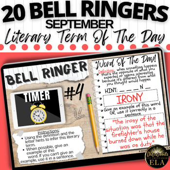 Preview of ELA Morning Work Do Now ELA Bell Ringers  LITERARY WORD OF THE DAY DIGITAL