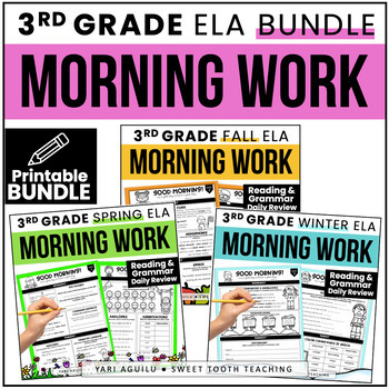 Preview of ELA Morning Work Daily Review | Early Finisher | Bundle | 3rd- 4th Grade