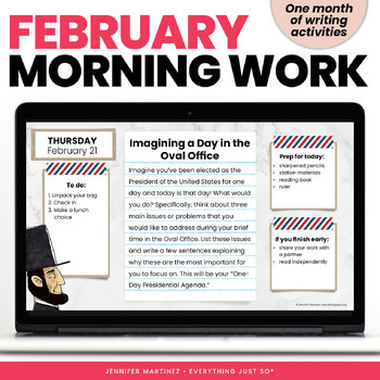 Preview of ELA Morning Work Warm Ups - February Bell Ringer Activities for Grades 3-5