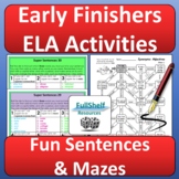 ELA Morning Work or Early Finishers Activities Fun Workshe