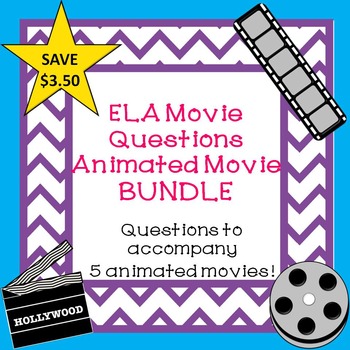 Preview of Language Arts Movie Questions ANIMATED Movie Bundle End of the Year!!!