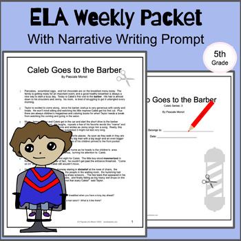 Preview of ELA Narrative writing prompt,  sentence structure,  test prep,  sub plans