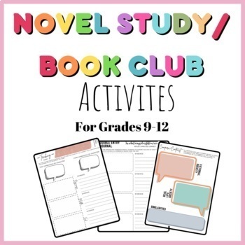 Preview of ELA Novel Study/Book Club Portfolio Activity Worksheets-High School Grades 9-12