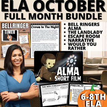 Preview of ELA OCTOBER: Bell Ringers Would You Rather The Landlady Alma Halloween