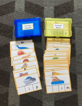 Preview of ELA PHONICS Consonant Blends and Diagraphs Task Cards K-1 K-2 Grade 1 and 2